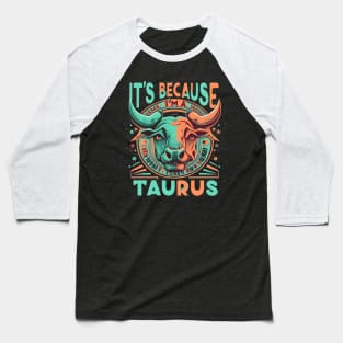 Taurus Sunset Escape: Retro Zodiac Adventure Baseball T-Shirt